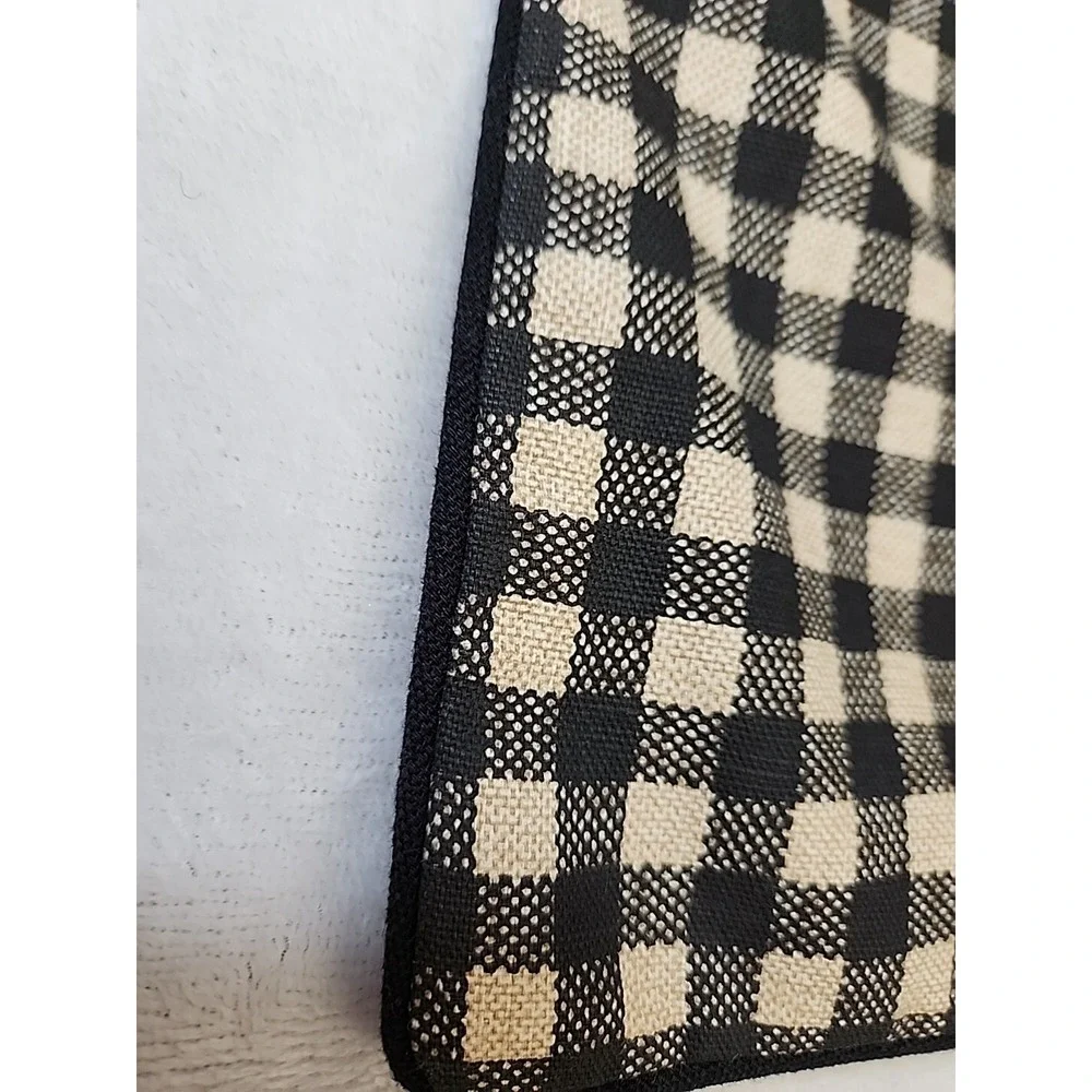 Pottery Barn Norton Pillow Cover Black 18 sq Gingham Check Honey Bumble Bee More